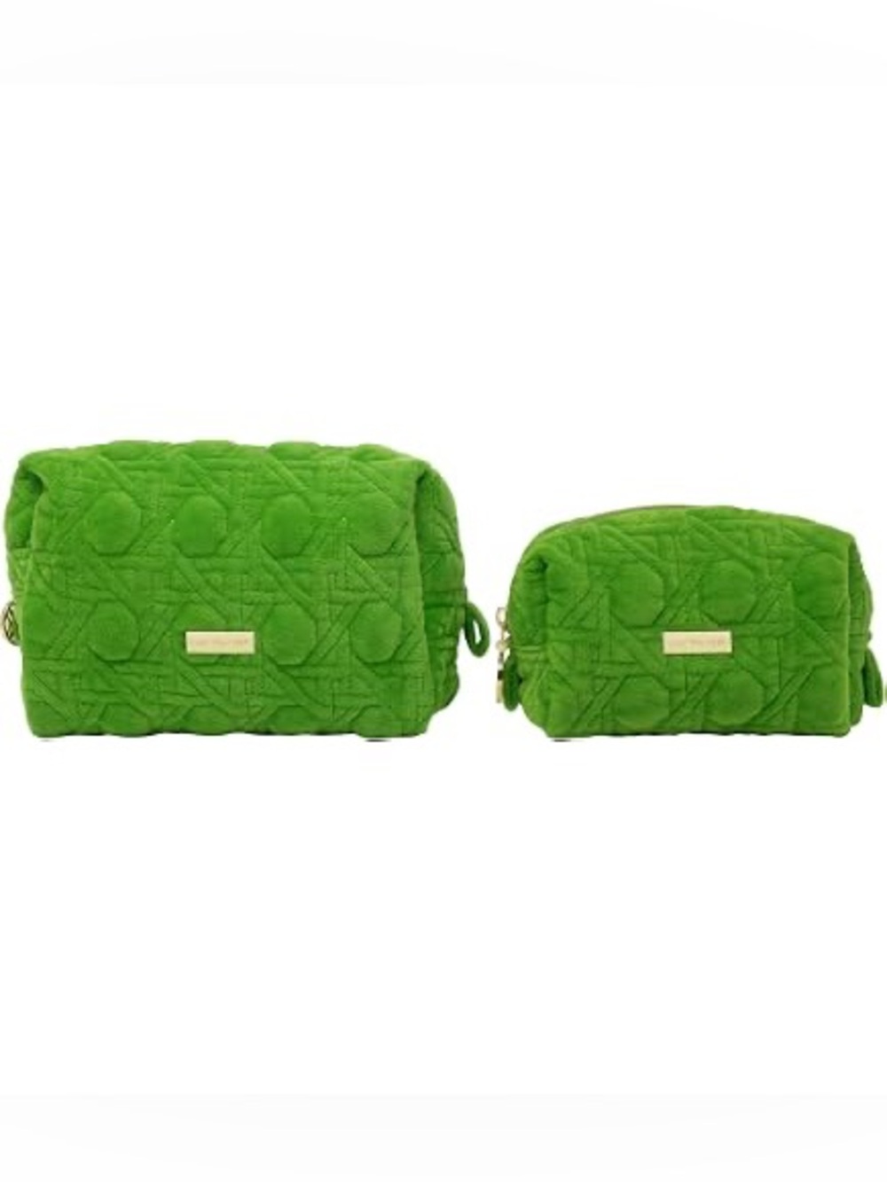 Lilly Pulitzer Gold Quilted Zipper Pouches, Cute Cosmetic Case for Women, Travel